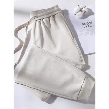 杏色衛褲女2025新款春秋款高個子長褲垂感休閑運動褲寬松束腳褲子