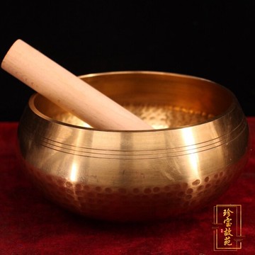 古玩熱賣仿古銅器銅碗純銅純手工打造加厚音缽碗仿西藏寺廟佛音碗