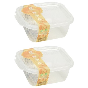 KEYTOSS 詰朵斯 無添加 角型微波保鮮盒 邊緣設計 聚丙烯PP材質 可微波加熱 尺寸15.5*12.5*6公分  600ml  2個