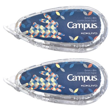 KOKUYO 國譽 Campus 象牙白修正帶 5mm x 8m  和風兔 藍色  2個