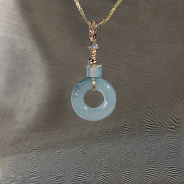 【願‧平安】冰種翡翠平安扣吊飾 14K包金 | 天然A貨翡翠 | 送禮