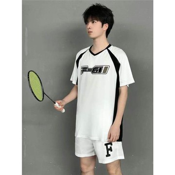 F61新款黑白訓練羽毛球服女男排汗速干運動上衣大賽服短袖情侶T恤