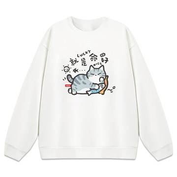 JZ TEE 貓咪-就是命好 重磅刷毛大學T