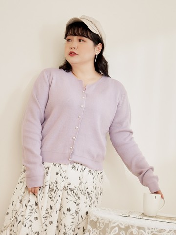 QQ毛衣．細坑條珍珠釦短版小外套