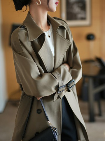 2025年秋季高端短款風衣女外套韓版英倫風小個子洋氣垂感大碼上衣鑫弘-素時衣櫥