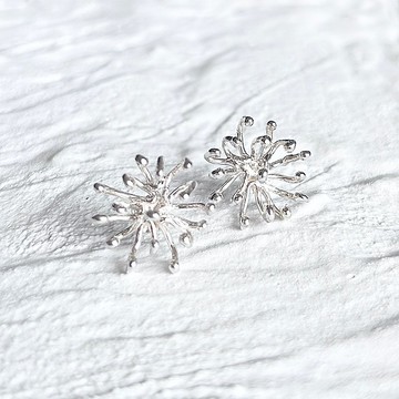 植物耳釘 純銀植物圖案耳釘