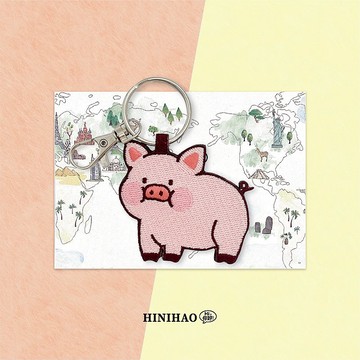 雙面刺繡鑰匙圈-小豬