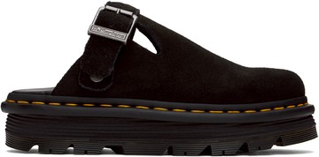Dr. Martens 黑色 Zebzag Suede Slingback Platform 穆勒鞋