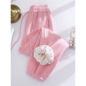 小個子運動褲女秋冬季休閑保暖防風褲2025新款加絨加厚束腳衛褲子