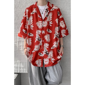 【台灣出貨】大碼花襯衫 M-8XL 海邊沙灘花襯衫 襯衫男 INS潮夏威夷風 夏季短袖防曬外套 男女寬鬆情侶裝 度假旅行