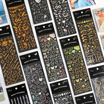 星辰裝飾PVC防水貼紙炫彩咕卡可愛手帳日記貼紙diy手賬拍立得小卡裝飾貼畫