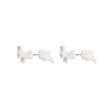[NG品微瑕疵] [銀針] 雪團小兔耳環 / Snowball Bunny Earring