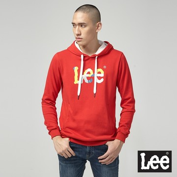 Lee 色塊大LOGO印刷帽T 男 Modern 紅LL1804398FT