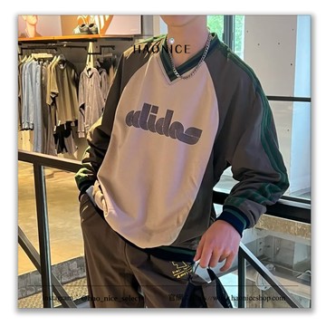 【HAO NICE】街潮必備Adidas x Brain Dead 聯名三葉草 腦死亡 拼色網球衣 長T長袖 大學T