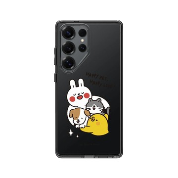 Galaxy S25 Ultra Clear 酷墨灰 - 懶散兔與啾先生 Lazy Rabbit and Mr.Chu - Happy pet Happy life