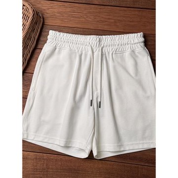 自留好穿 設計師款 夏季男士清爽透氣凈色棉質混紡休閑短褲五分褲