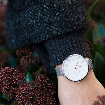 OBAKU 純粹時刻鋼質腕錶-銀-V185LXCIMC-38mm