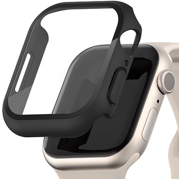 Sinjimoru 9H 全包覆一體式 SF塗層 Apple Watch 保護殼  1個  黑色  Apple Watch 9/8/7 41mm