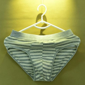 2條男士三角中腰純棉內褲青年條紋簡約棉質面料吸汗簡約肥佬加大