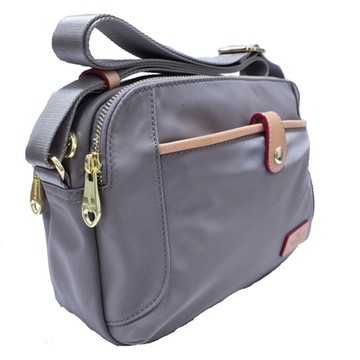 Misstery 肩背包防潑水面料搭配頂級植鞣革女用側背包/斜背小包-卡其A88-060KK