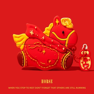 紅色 奔跑小馬 矽膠殼 適用於AirPods Pro3 保護殼 1/2/3/4代耳機殼 Pro2 保護套 軟殼 防摔殼
