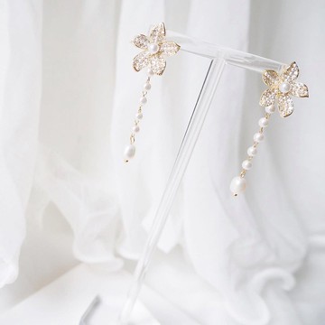 新娘耳環 新娘耳夾 生日禮物 兩用 優雅 耳環 耳夾 客製化 定制