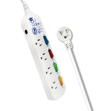 其它檢測/測量工具 DR.POWER 電博士 過載防護型 4開4插電腦延長線3蕊2.0 90度插頭-6尺(1.8米)