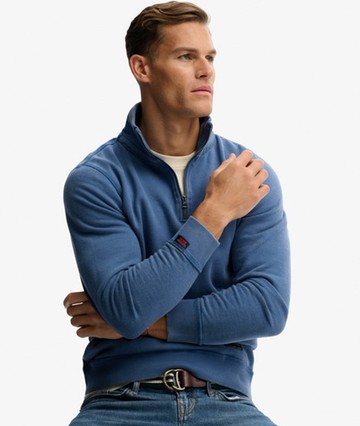 Superdry Men's Athletic SD Co Half Zip Sweatshirt Blue Size: M