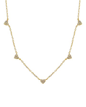 By Adina Eden Pave Five Heart Charm Necklace, 15-17