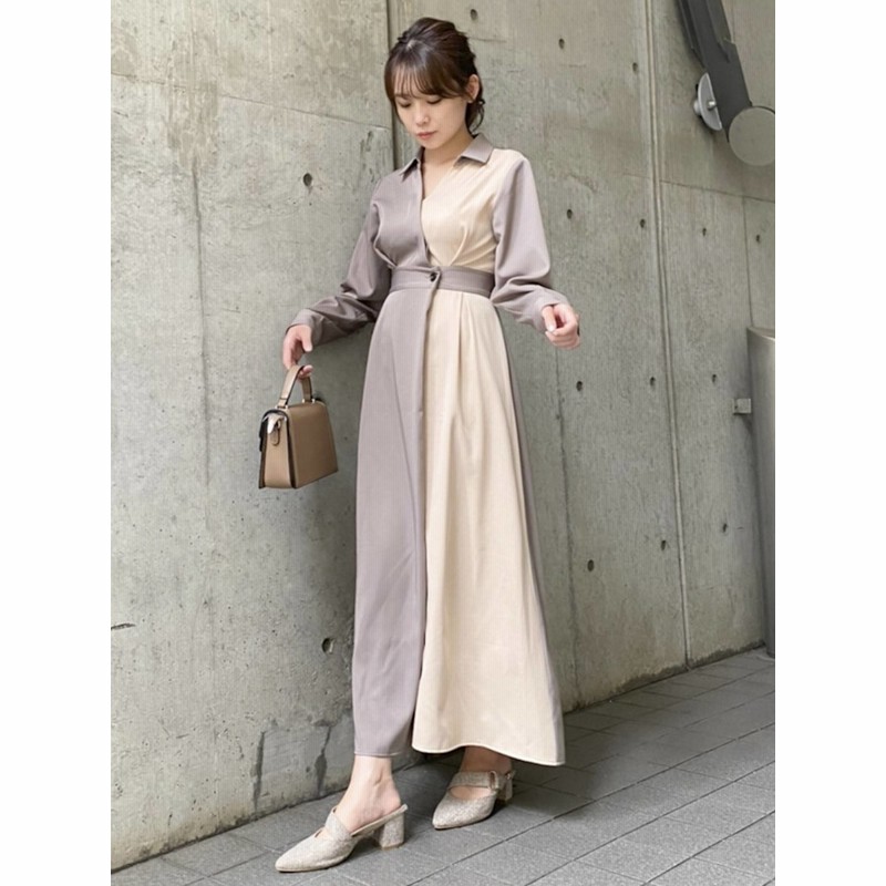 公式 Dazzlin ダズリン バイカラーシャツフレアワンピース 通販 Lineポイント最大get Lineショッピング