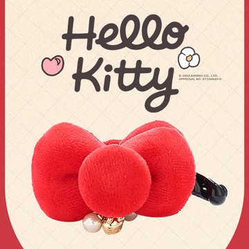 [Hello Kitty聯名款]環遊世界蝴蝶結香蕉夾(小版夾心)(紅) BC22021髮夾