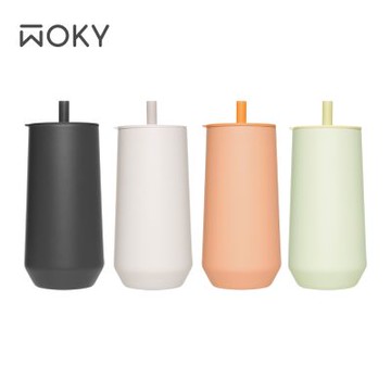 【WOKY 沃廚】輕芯鈦瓷易潔層吸管隨行杯600ml-單蓋款