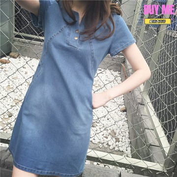 【胖MM福音】大碼連衣裙 顯瘦連衣裙 休閒連衣裙 韓版連衣裙 牛仔連衣裙 中長款修身設計 高腰遮肉 韓國ins風 微胖女生夏季必備