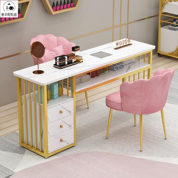 附發票 時尚網紅美甲桌椅套裝多功能帶吸塵器美甲桌日式雙人四人位美甲臺