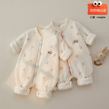 【恆溫保暖】嬰兒連體衣 哈衣 爬爬服 寶寶衣服 新生兒衣服 秋冬夾棉 長袖連體 初生嬰兒 純棉A類 四季可穿
