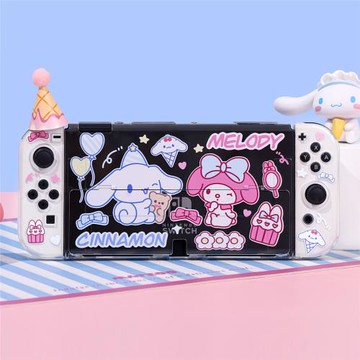 SWITCH OLED保護殼可愛NS續航保護套底座保護殼 元氣玉桂狗美樂蒂