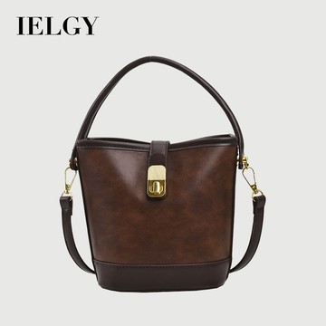 IELGY 女士復古簡約水桶包 小眾斜跨斜背包