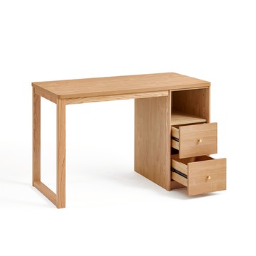 hoi! 林氏木業北歐附抽屜櫃書桌 JU3V 原木色