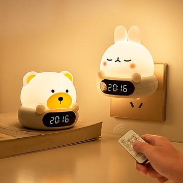 【🏆臺灣出貨】報時時鐘 懶睡鬧鐘 語音時鐘新款 帶時間睡眠夜用 床頭遙控小夜燈 語音鬧鍾 計時嬰兒餵奶護眼充電