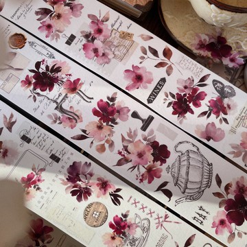 花韻流年こうしんばら 復古花卉小物PET 和紙膠帶