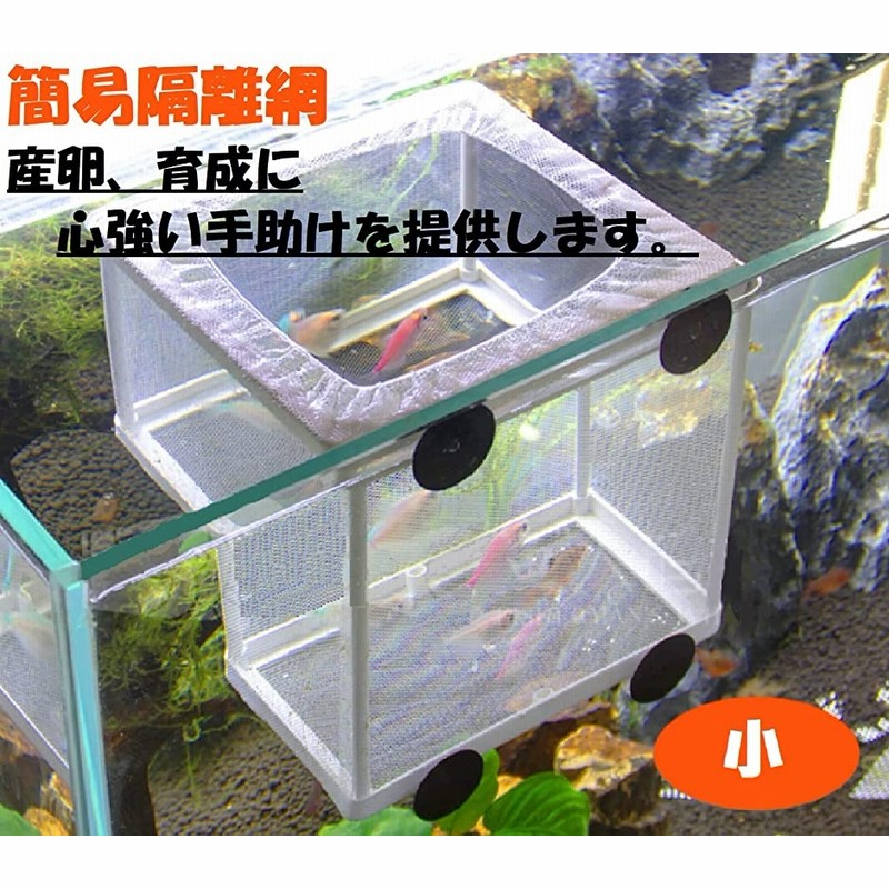 水槽 隔離 網 ネット ボックス 飼育 魚 熱帯魚 金魚 メダカ ベタ エビ(小x2個) | LINEブランドカタログ