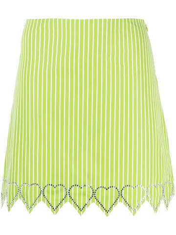 MACH & MACH - crystal-embellished scalloped miniskirt - women - Cotton - 38 - Green