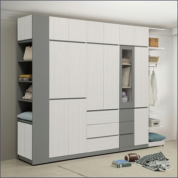 10尺組合高衣櫥(衣櫥+被櫃) 二件組 收納衣櫃 衣櫃 衣架【163B4001】Leader傢居館163-M308+M309+M310+M311×3+M312+M313×3+M314×3+M315