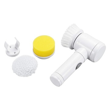 新錸家居 手持式無線電動清潔刷 電池款 附3刷頭 (海綿刷 硬毛刷 羔羊絨刷)  1組  白色