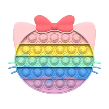 JoyNa - 3入-滅鼠先鋒彩虹泡泡板 按壓玩具 可當杯墊-貓咪+隨機2入