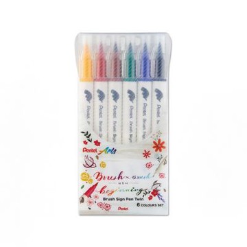 【Pentel 飛龍】雙頭柔繪筆 6色 2盒/組 SESW30C-6