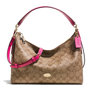 COACH - 滿版LOGO肩斜兩用包 (卡其桃)