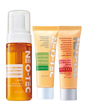 NEO-TEC妮傲絲翠 防曬舒緩潔淨三部曲(甘草酸舒緩活膚乳霜50ml+物理性潤色防曬霜SPF50★★★ 50g+深層潔顏慕斯150ml)