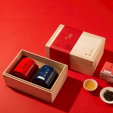 【德傳梧桐木禮盒】阿里山烏龍100g+迎香安尚烏龍100g-王德傳