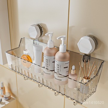 衛生間壁掛 置物架 收納架 浴室置物架 浴室收納  廁所置物架 超大號廚房收納架浴室化妝品收納盒沐浴露掛籃免釘吸盤壁掛置